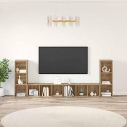 Berkfield Home TV Cabinet with Shelf with Storage 4 pcs Artisan oak Engineered wood in Brown - thumbnail 2