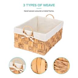 LIVIVO 3PC Seagrass & Water Hyacinth Weave Storage Baskets in Natural - thumbnail 4