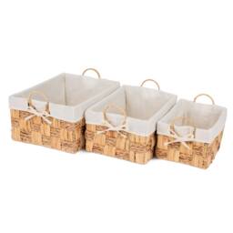 LIVIVO 3PC Seagrass & Water Hyacinth Weave Storage Baskets in Natural