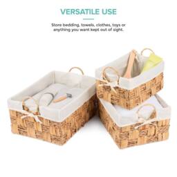 LIVIVO 3PC Seagrass & Water Hyacinth Weave Storage Baskets in Natural - thumbnail 3