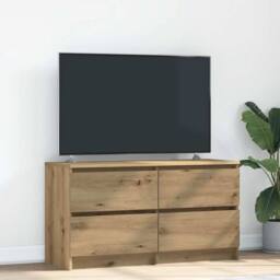 Berkfield Home TV Cabinet Artisan Oak 100x35x54 cm Engineered Wood in Brown - Size: 100 x 35 x 54 cm - thumbnail 2