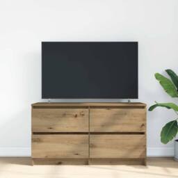 Berkfield Home TV Cabinet Artisan Oak 100x35x54 cm Engineered Wood in Brown - Size: 100 x 35 x 54 cm - thumbnail 1