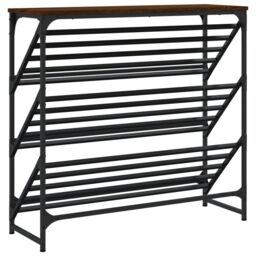 Berkfield Home Shoe Rack Brown Oak 90x30x85 cm Engineered Wood - Size: 90 x 30 x 85 cm - thumbnail 6