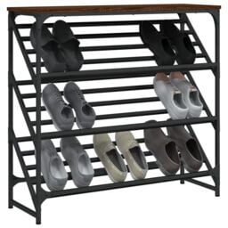 Berkfield Home Shoe Rack Brown Oak 90x30x85 cm Engineered Wood - Size: 90 x 30 x 85 cm - thumbnail 3