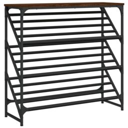 Berkfield Home Shoe Rack Brown Oak 90x30x85 cm Engineered Wood - Size: 90 x 30 x 85 cm - thumbnail 2