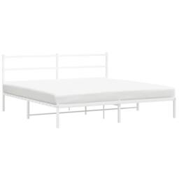 Berkfield Home Metal Bed Frame without Mattress with Headboard White 193x203cm - Size: 193x203 cm - thumbnail 1