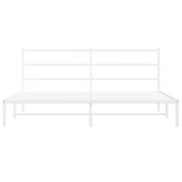 Berkfield Home Metal Bed Frame without Mattress with Headboard White 193x203cm - Size: 193x203 cm - thumbnail 5
