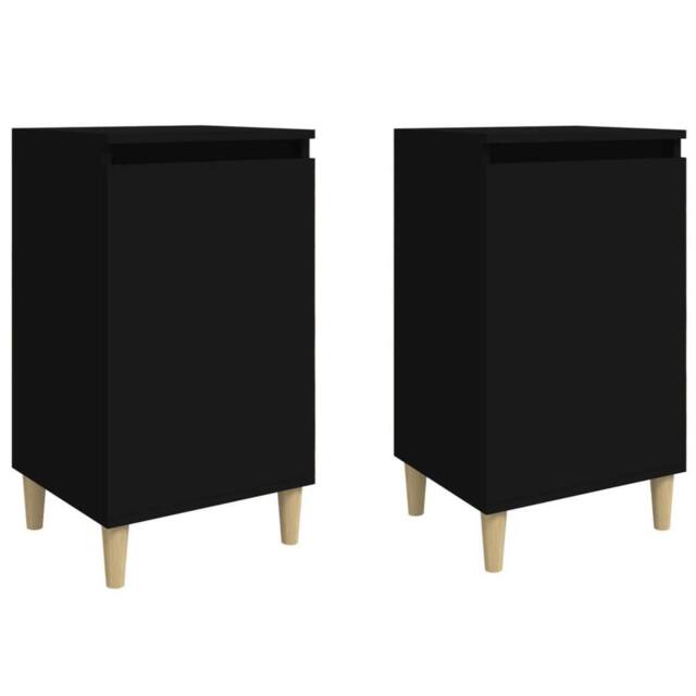 Berkfield Home Bedside Cabinets 2 pcs Black 40x35x70 cm Engineered Wood - Size: 40 x 35 x 70 cm - image 1