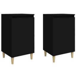 Berkfield Home Bedside Cabinets 2 pcs Black 40x35x70 cm Engineered Wood - Size: 40 x 35 x 70 cm - thumbnail 1