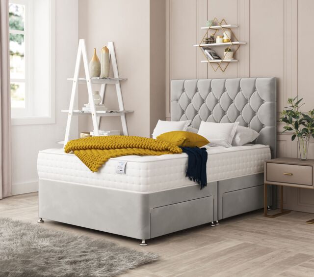 "Bed Choices Monaco Bed Set No drawer With Mattress & 26"" Headboard in Silver - Size: King" - image 1