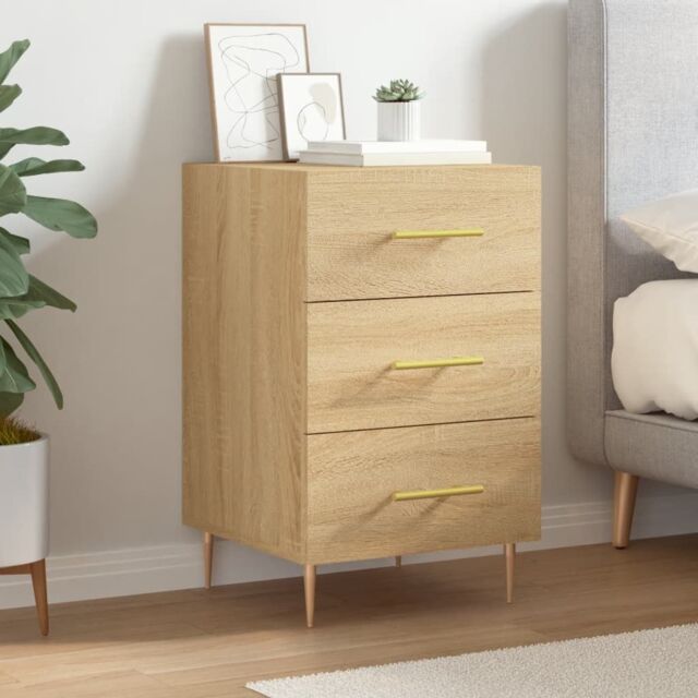 Berkfield Home Bedside Cabinet Sonoma Oak 40x40x66 cm Engineered Wood in Brown - Size: 40 x 40 x 66 cm - image 1