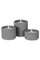 KDMD Luxe Collection Natural Glow Ribbed Small LED Candle in Grey - thumbnail 3