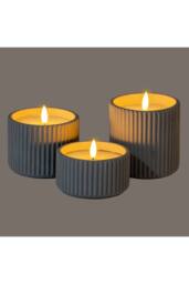 KDMD Luxe Collection Natural Glow Ribbed Small LED Candle in Grey - thumbnail 4