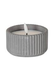 KDMD Luxe Collection Natural Glow Ribbed Small LED Candle in Grey