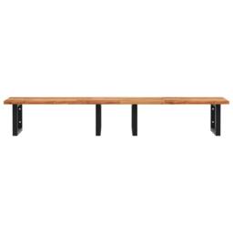 Berkfield Home Elegant Basin Shelf Wall Mounted Steel & Solid Wood Acacia in Brown - thumbnail 4