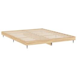 Berkfield Home Bed Frame Sonoma Oak 120x200 cm Engineered Wood in Light Tan - Size: Small Double - thumbnail 5