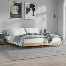 Berkfield Home Bed Frame Sonoma Oak 120x200 cm Engineered Wood in Light Tan - Size: Small Double - thumbnail 4