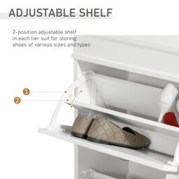 HOMCOM Shoe Cabinet with 4 Flip Drawers Storage Cupboard with Adjustable in White - thumbnail 4