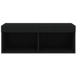 Berkfield Home TV Cabinet with LED Lights Black 80x30x30 cm - Size: 80 x 30 x 30 cm - thumbnail 8