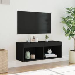 Berkfield Home TV Cabinet with LED Lights Black 80x30x30 cm - Size: 80 x 30 x 30 cm - thumbnail 5