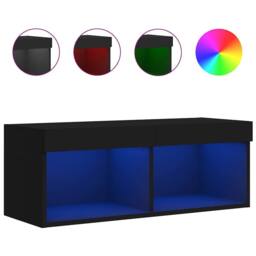 Berkfield Home TV Cabinet with LED Lights Black 80x30x30 cm - Size: 80 x 30 x 30 cm - thumbnail 3