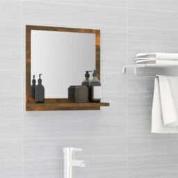 Berkfield Home Bathroom Mirror Smoked Oak 40x10.5x37 cm Engineered Wood in Brown - thumbnail 1