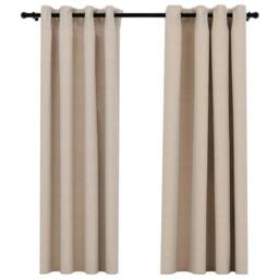 Berkfield Home Linen-Look Blackout Curtains with Grommets 2pcs Beige 140x175cm - Size: 140x175 cm
