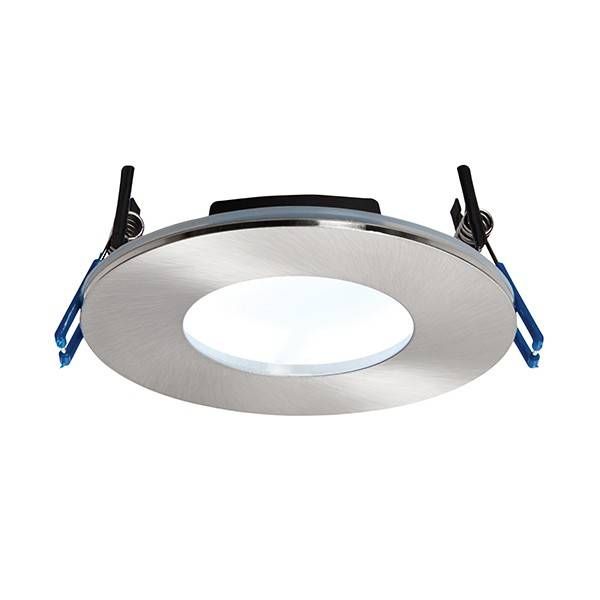 Netlighting Orbitalplus Fire Rated Integrated LED 1 Light Bathroom Recessed Light Satin Nickel Plate IP65 in Grey