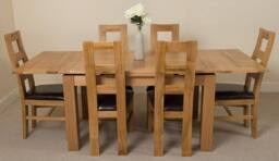 Thats Furniture Richmond 140-220cm Oak Extending Dining Table & 6 Yale Chairs in Brown - thumbnail 2
