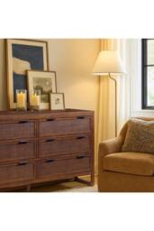 Teamson Home Hatteras Chest of Drawers 6 Drawer Bedroom Dresser in Walnut - thumbnail 2