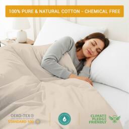 Grace 100% Egptian Cotton Duvet Cover Set with Matching Pillowcases in Taupe - Size: Single - thumbnail 4
