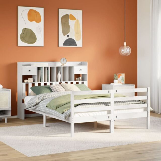 Berkfield Home Bookcase Bed without Mattress White 140x200 cm Solid Wood Pine - image 1