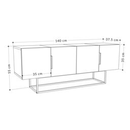 Decortie Tontini' Modern TV Unit with Storage Cabinet 140cm in White - Size: 2 Pack - thumbnail 5