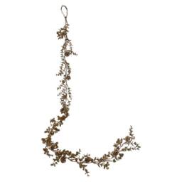 VFM e-Store Christmas Leaves Pinecones Garland Decoration 140cm x 10cm Cream X 1 - Size: 140 cm x 10 cm