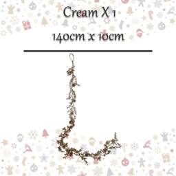 VFM e-Store Christmas Leaves Pinecones Garland Decoration 140cm x 10cm Cream X 1 - Size: 140 cm x 10 cm - thumbnail 2