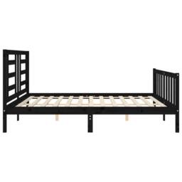 Berkfield Home Bed Frame with Headboard Black 200x200 cm Solid Wood - thumbnail 7