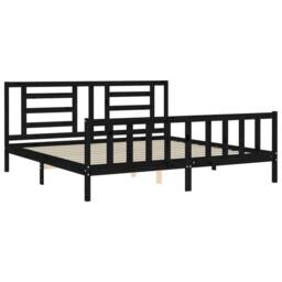 Berkfield Home Bed Frame with Headboard Black 200x200 cm Solid Wood - thumbnail 5