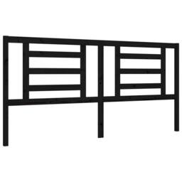 Berkfield Home Bed Frame with Headboard Black 200x200 cm Solid Wood - thumbnail 8