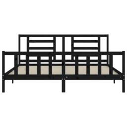 Berkfield Home Bed Frame with Headboard Black 200x200 cm Solid Wood - thumbnail 6