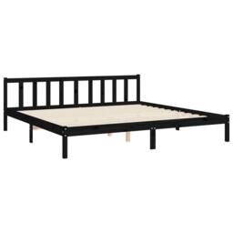 Berkfield Home Bed Frame with Headboard Black 200x200 cm Solid Wood - thumbnail 9