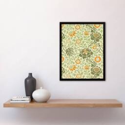 Artery8 William Morris Framed Wall Art Print Grafton 1883 Floral Motif in Green - Size: A4 - thumbnail 2