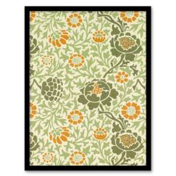 Artery8 William Morris Framed Wall Art Print Grafton 1883 Floral Motif in Green - Size: A4 - thumbnail 1