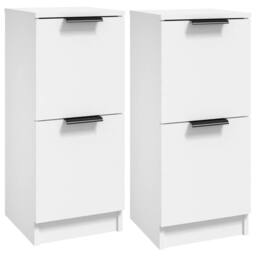 Berkfield Home Sideboards 2 pcs White 30x30x70 cm Engineered Wood - Size: 30 x 30 x 70 cm - thumbnail 3