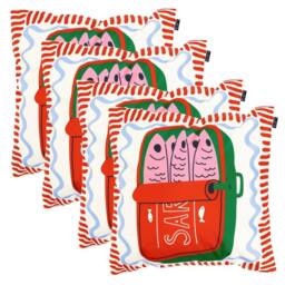 icon 4 Pack Cushion 43x43cm Sardine Print in Red - Size: 43x43 cm - thumbnail 1