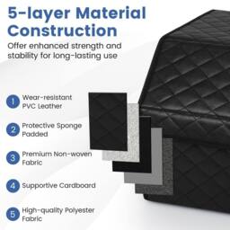 Gymax 35L Large Leather Car Trunk Organizer With Lid Collapsible Storage Box in True Black - thumbnail 7
