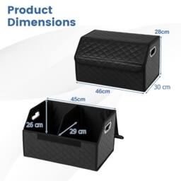 Gymax 35L Large Leather Car Trunk Organizer With Lid Collapsible Storage Box in True Black - thumbnail 2