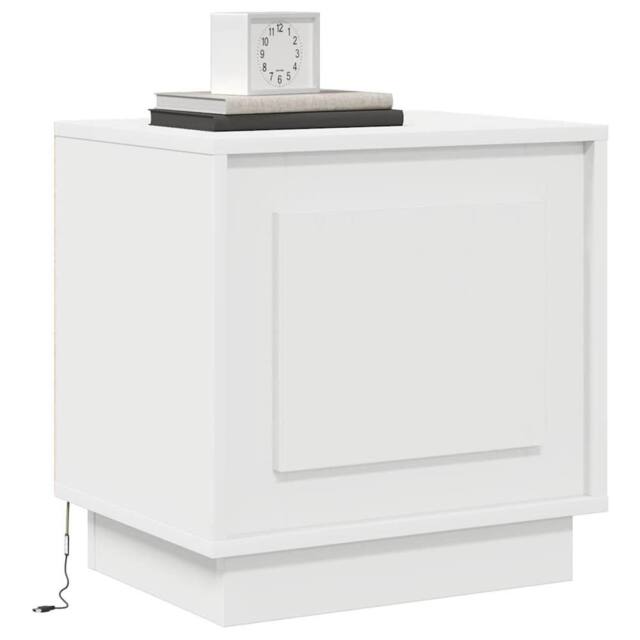Berkfield Home Elegant Bedside Cabinet with LED Lights White 44x34, 5x45 cm - image 1