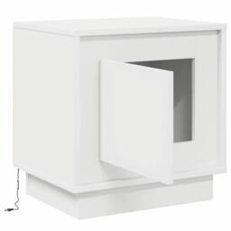 Berkfield Home Elegant Bedside Cabinet with LED Lights White 44x34, 5x45 cm - thumbnail 5
