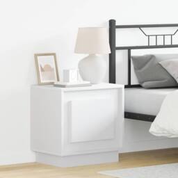 Berkfield Home Elegant Bedside Cabinet with LED Lights White 44x34, 5x45 cm - thumbnail 2