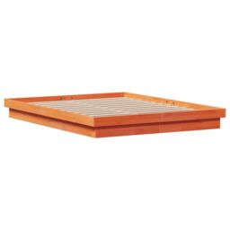 Berkfield Home LED Bed Frame without Mattress Wax Brown 150x200 cm King Size Solid Wood - thumbnail 5